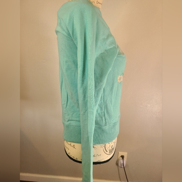 Vintage Roxy Wide Neck Plunge Back Embellished Sweatshirt sz L - Picture 2 of 4